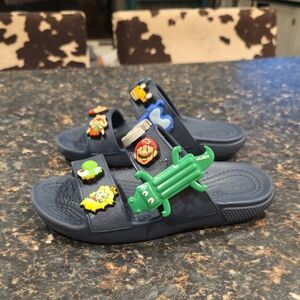 CROCS Kids Dark Blue Sandals with Colorful Charms